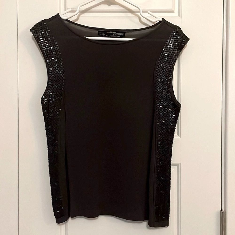 All Saints Sequin Dark Grey Top